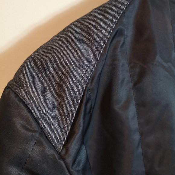 VTG Energie Men's LRG Bomber Jacket Italian90s Vespa Scoot Expo Denim collar - Picture 7 of 16